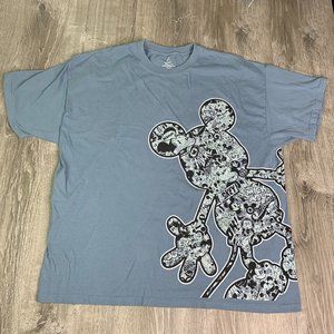 Walt Disney World Disneyland Mickey Mouse Silhouette Mens Shirt Blue Size 2XL